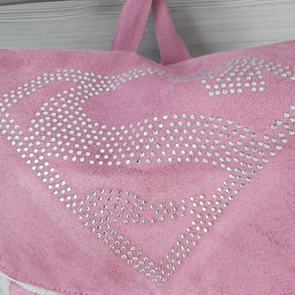 Supergirl Pink Faux Suede Backpack W/ Rhinestone Logo Furry Trim Bling Superhero - Picture 4 of 16